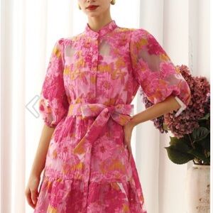 Floral Pink and Gold Women's Dress
